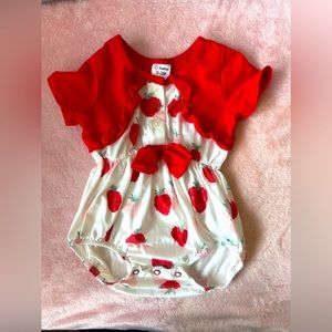 Strawberry baby girl romper